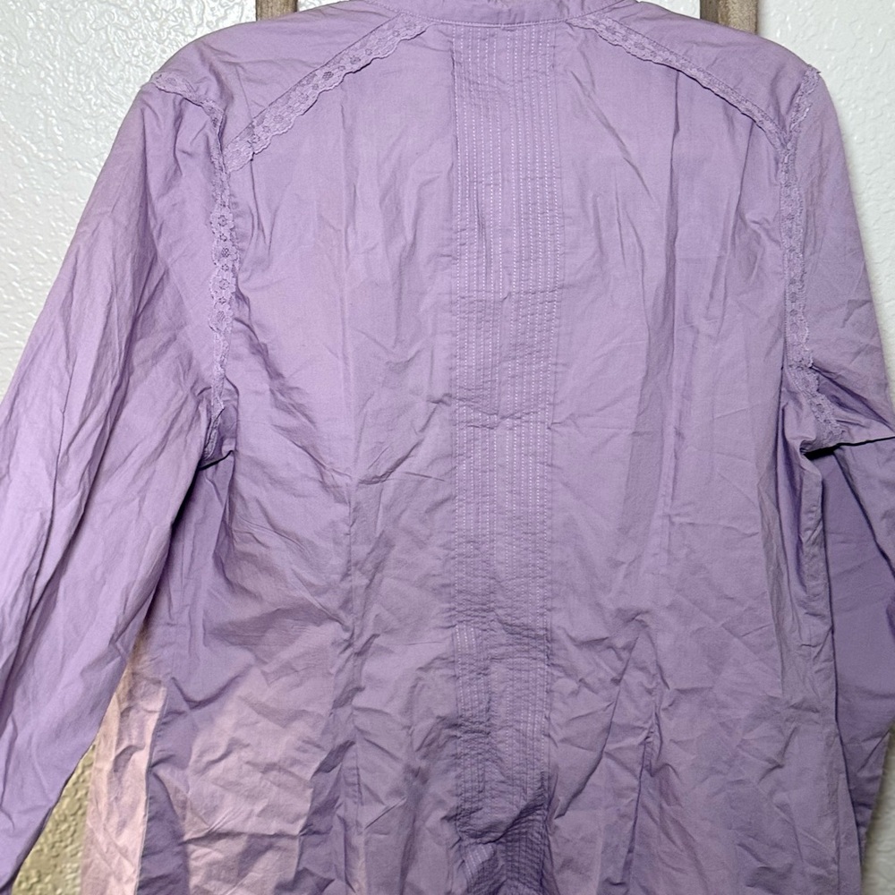 Old Navy x Anna Sui Lilac Embroidered Ruffle Button-Down Shirt - Picture 9 of 9